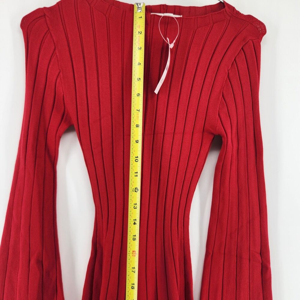 J. Crew Women's XS Deep Ruby Red Rib Knit Mini Sweater Dress NWT - Picture 6 of 8